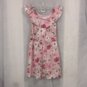 Girls lite pink floral sleavless dress pre-owned like new